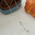 wholesale S925 Sterling Silver Korean Style Pendant Waterdrop Tassel Necklace Women New Luxury Fashion Collarbone Chain-0-5