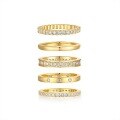 wholesale S925 Sterling Silver 5-Piece Stackable Ring Set for Women, Minimalist Ins Style, Exquisite Craftsmanship with Moissanite Stones-0-4