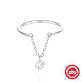 wholesale S925 Sterling Silver Adjustable Open Band with Single Inlaid Diamond for Index Finger,-0-6