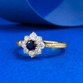 wholesale S925 Silver Jewelry 40mm Blue Sunflower Fashion Ring for Spring and Summer Seasons-0-1