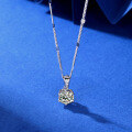 wholesale S925 Sterling Silver Classic Six-Prong Moissanite Necklace Women's Minimalist Design High-End Pendant Collarbone Chain Wholesale-0-1
