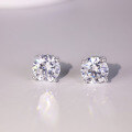 wholesale S925 Sterling Silver Four-Prong Moissanite Stud Earrings for Women, Minimalist and Versatile Design, Hot-Selling Cross-Border Ready-to-Ship Wholesale-0-1