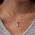 S925 Silver V-Shape Bull Head Fashion Pendant with Moissanite for DIY Necklace Wholesale-0-2