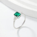 wholesale 925 Silver Gold-Plated 2-Carat Lab-Grown Emerald Ring in a Minimalist Street Style, as Worn by Live-Streaming Influencers-0-3