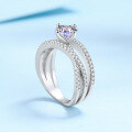 wholesale 925 Sterling Silver Ring for Women, Three Lifetimes Micro-Set Luxury 1-Carat Moissanite Diamond Ring for Girlfriend, Wedding Ring-0-2