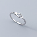 wholesale S925 silver single diamond hollow-out small fish ring, simple and cute animal Korean style summer jewelry J9758-0-2