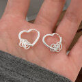 wholesale S925 Sterling Silver Heart Earrings for Women, Korean Style, New Collection, Unique Design, Luxurious and Versatile Ear Accessories-0-0