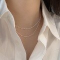 wholesale S925 Sterling Silver Simple Round Bead Chain Necklace for Women, New Trendy Versatile Minimalist Design Small Collarbone Pendant-0-0