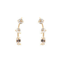 wholesale [Silver with Gold Plating] Winter Elf Natural Shining White Crystal Earrings for Women, Factory Direct Source-Winter Elf Sparkling White Crystal Earrings 925 Silver