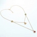 wholesale S925 sterling silver plated with 10K gold double-layer necklace with new Japanese and Korean retro geometric colorful gemstones for wholesale-0-4