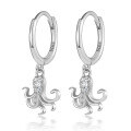 wholesale 925 Sterling Silver Micro-Inlaid Zircon Octopus Hoop Ear Clasp Fashionable Trendy Ins Style Exquisite Earring-0-0