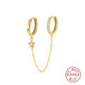 wholesale S925 Sterling Silver Double Hoop Chain Link Interlocking Star with Crystal Earrings-0-5