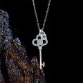 S925 Sterling Silver Key Lock Necklace, Women's Korean Style Luxury Fashion Pendant Chain-0-1
