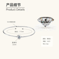 Sterling Silver Moissanite Unisex Bracelet, Cross-Border Hot Seller, Simple Commuter Style-Moissanite Solitaire Bangle [White Gold - Inner Diameter 55mm]  925 Silver