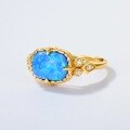 wholesale S925 Sterling Silver Japanese and Korean New Light Luxury Vintage Synthetic Blue Opal Ring, Palace Style Niche Hand Jewelry Wholesale-0-1