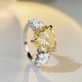 wholesale S925 Sterling Silver Heart-shaped Love Ring for Women with Yellow Zircon, TikTok Live Hot Seller, High Carbon Zirconia Ring-0-2