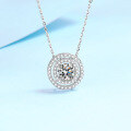 wholesale PT950 Gold Plated 925 Sterling Silver Necklace for Women with Moissanite Coin Pendant, Factory Direct Wholesale in Stock-0-0
