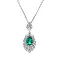 wholesale S925 Sterling Silver Enzela Emerald Full Diamond Oval Collarbone Necklace for Women。-0-4