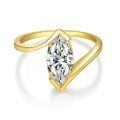 wholesale 18k Gold Plated Sterling Silver 5*10mm Marquise Moissanite Women's Olive-Shaped Prong Setting Ring for Daily Wear-0-0