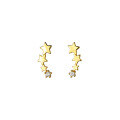 wholesale S925 Sterling Silver Star Ear Crawler Ear Stud with Diamond Inlaid Five-Pointed Star Earrings, Minimalist and Aloof Style Ear Accessories G8898-0-4