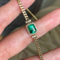 wholesale 925 Silver Adjustable Zhuzhifan Jewelry Simulated Emerald 1 Carat Pendant Simple Necklace 40+3cm-0-1