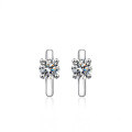 S925 Silver Four-Prong Round Moissanite Stud Earrings, Fine Craftsmanship-0-3