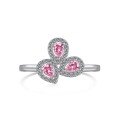 wholesale S925 Sterling Silver New European and American Wedding Ring for Women, 5A Zircon Series Pink Clover Drop Geometric Wholesale-0-6
