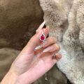 wholesale S925 Sterling Silver Vermilion Tear Ruby Drop Pendant Necklace, Elegant and Brightening Eye-catching Light Luxury Design Women's Collarbone Chain-0-3