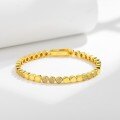 S925 Silver 18k Gold-Plated 09mm Round Dot Bubble Spaced Layering Women's Bracelet-0-0