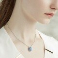 wholesale S925 sterling silver plated with white gold, new geometric synthetic turquoise necklace for women vintage style, dropshipping-0-1