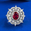 wholesale S925 Silver Red Corundum Oval Ruby Ring for Women,-0-5