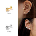 wholesale S925 Sterling Silver Creative Ball Stud Earrings, Korean Style Flat Head Threaded Soft Helix Piercing-0-4