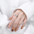 wholesale S925 Sterling Silver Korean-style Irregular Moon Surface Textured Trendy Punk Open Ring for Women-0-2