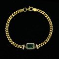 wholesale Metal, New 1ct Zambian Color Lab-Grown Emerald 5*7 Cuban Vintage Bracelet 15-17cm-0-6