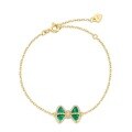 wholesale S925 Sterling Silver New Original Design Geometric Bow Bracelet Retro Malachite Bracelet for Wholesale-0-5