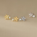 wholesale S925 Sterling Silver Fresh and Sweet Ins Style Niche Design Exquisite Full Diamond Small Flower Ear Studs M06259-0-3