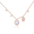 wholesale S925 Sterling Silver Plated with 18k Rose Gold 2ct Natural Gemstone Moonstone Necklace with Unique Design-0-4