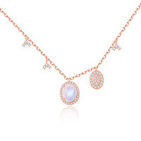 wholesale S925 Sterling Silver Plated with 18k Rose Gold 2ct Natural Gemstone Moonstone Necklace with Unique Design-Natural moonstone necklace