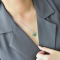 wholesale Sterling Silver Openwork Ruyi Lock Inlaid with Apple Green Jade Pendant Choker Necklace for Women-0-2
