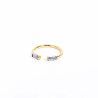 wholesale Adjustable Open Ring In S925 Sterling Silver With Green Stone, European And American Style, Fashionable, Minimalist, Retro Geometric, Korean And Japanese Women's Ring-【September】Dark blue Adjustable opening