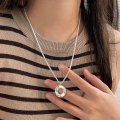 wholesale S925 Sterling Silver Geometric O-shaped Necklace Women Korean Version New Circle Pendant Minimalist Versatile Chain-0-0
