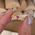 wholesale S925 Silver New Sweetheart Candy Diamond Ring Vintage Style 020ct Heart-shaped Pink Diamond-0-0
