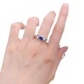 wholesale S925 Sterling Silver Royal Blue Simulated Diamond 5*6 High-End Fashionable Square Ring-0-4