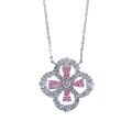 wholesale S925 Silver Four-Leaf Clover Necklace, Retro Short Cross Chain Silver Necklace, Trending Necklace 40+3-0-4