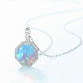 wholesale S925 Sterling Silver New Korean Style Opalescent Opal Pendant Choker Necklace with Delicate Pattern Wholesale-0-2