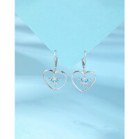 wholesale 925 Sterling Silver Dragonfly Heart-shaped Earrings for Women, Japan-Korea Cross-border Jewelry, Small and Unique High-end Zircon Love Ear Clips-Platinum>925 silver