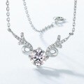 wholesale S925 Sterling Silver Korean Style Elegant Little Deer Pendant Choker Necklace Fashion Trendy Moissanite Women's Wholesale Custom-0-2