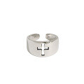 wholesale S925 Sterling Silver Vintage Distressed Cross Korean Style Ins Ring for Women Knuckle Ring Tail Ring-0-4
