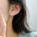 wholesale S925 Sterling Silver Light Luxury Design Korean Style Exquisite Diamond-Studded Clover Earrings M06192-0-1