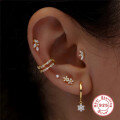 wholesale S925 Sterling Silver Crown Rhinestone Flat Thread Cartilage Ear Stud, a popular European piercing earring-0-2
